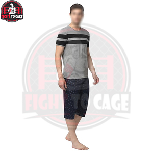 ชุดเสื้อเชิ้ตแขนสั้นและกางเกงขาสั้นสำหรับผู้ชาย สีเทา-ดำ ตัดกันสวยงาม ระบายอากาศได้ดี น้ำหนักเบา แห้งเร็ว เนื้อผ้านุ่ม สวมใส่สบาย เหมาะสำหรับฤดูร้อน ขายดี - Product Image 4