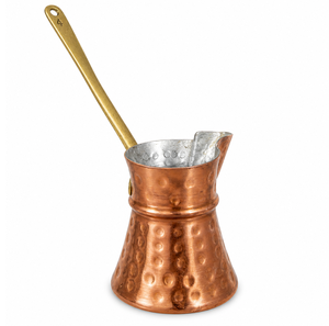 Nouvelle conception de cafetière turque, grecque et arabe en cuivre martelé avec finition nickelée, pour cuisinière, Cezve Briki - Product Image 1