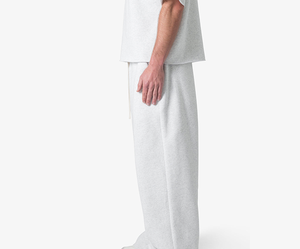 Men's <b>White</b> Cotton Sweatpants Elastic Waist Drawstring Casual Pants Autumn Midweight Knitted Breathable Flat Front Style - Product Image 2
