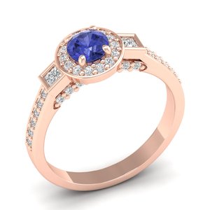 REYES – bagues de fiançailles élégantes en or massif 14 carats pour femmes, coupe ronde, pierre précieuse tanzanite de 0.5 carat, bijoux fins pour mariage - Product Image 2