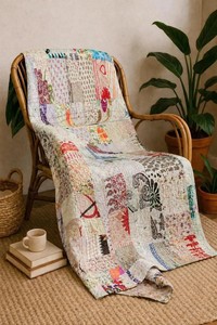 Indian Handstitched Silk Patchwork Kantha <b>Quilt</b> Hippie Bedding Bedspread - Product Image 2