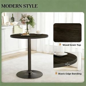 Tavolo da Pranzo Rotondo Nero per Cucina e Sala da Pranzo - Product Image 4