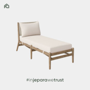 Chaise longue en teck pliable moderne artisanale, design écologique, construction durable, protection contre les intempéries, résistante aux taches - Product Image 1