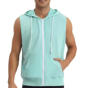 Débardeur à capuche gris uni en coton pour hommes, coupe musculaire, grande taille, vêtements de sport pour la musculation, fournisseurs - Product Image 6