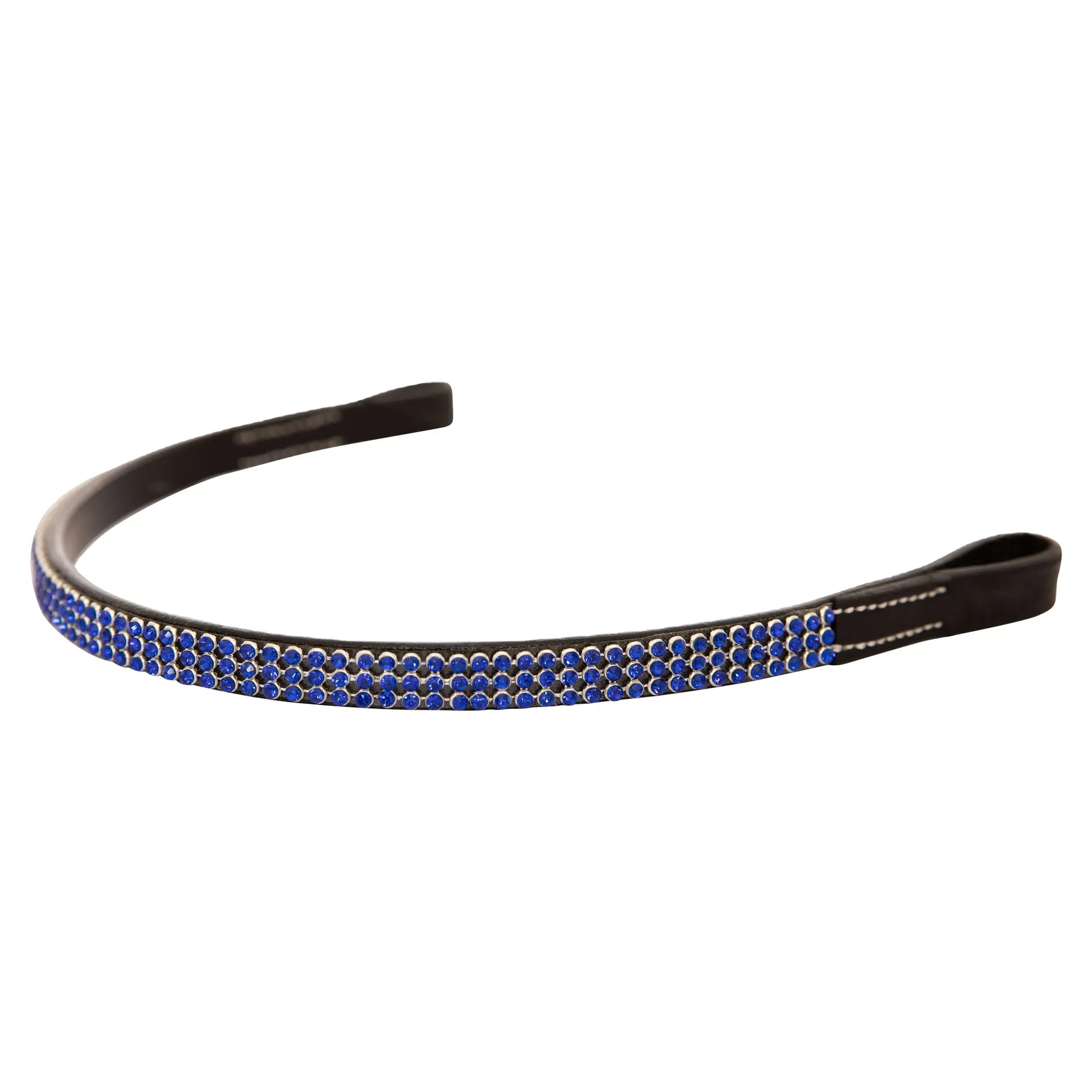 latest 2021 trendy design Italian leather fancy brow band with blue crystals for bridle Horse Riding Equestrian