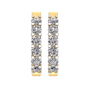 Boucles d'oreilles en diamant rond taille brillant pour femme, style classique, bijoux de mariage, diamant blanc couleur H, design créole articulée - Product Image 1