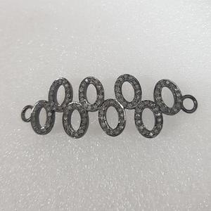 Multi Oval Link Connector Pave Diamond 925 Silver Plated for <b>Bracelet</b> Making 50x17MM Size - Product Image 2