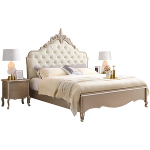 Luxury French Classic Solid Wood <b>Bed</b> <b>Frame</b> Set Hand Carved Tufted Upholstered Headboard Elegant Royal Bedroom Furniture - Product Image 6