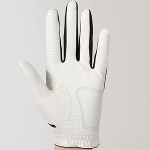 Guante de golf de cuero PU en blanco y negro, antideslizante, para mano derecha, unisex, deportivo. - Product Image 2