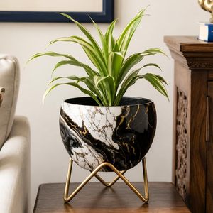 Maceta de Metal de Diseño Lily con Plato Base, Decoración para Interiores y Exteriores, Artículo Decorativo para Plantas de Jardín, Flores, Decoración para el Hogar - Product Image 3