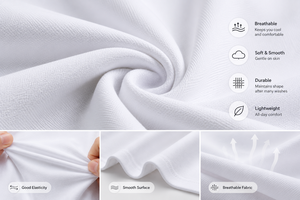T-shirt blanc à col rond et manches courtes pour homme, coupe classique, 100 % coton jersey, décontracté, uni, respirant, tricoté, écologique - Product Image 6