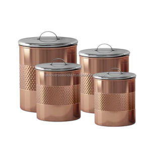 Premium Quality Copper Storage Container With Steel Lid Elegant Design for <b>Tea</b> <b>Coffee</b> & <b>Sugar</b> Available in Multiple Sizes - Product Image 3