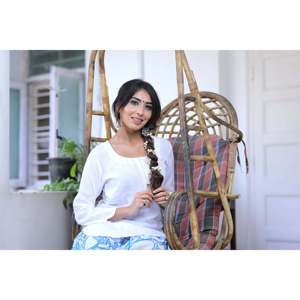 Conjunto de Kurta Blanco Carismático Talla XS, Tejido Transpirable y Cómodo, Cuello Redondo, Estilo Simple, Silueta Holgada para Uso Diario - Product Image 2