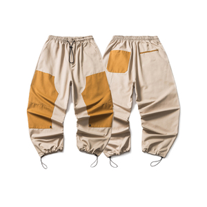 Pantalones Harem para Hombre con Cintura Elástica, Diseño Color Block, Lona con Costuras, Casuales, con Cordón Ajustable, Ecológicos, 100% Algodón, Resistentes y Transpirables - Product Image 1