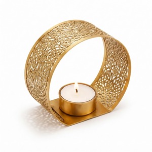 Luxurious Rose Gold Metal <b>Tea</b> Light Holder Set Intricate Geometric Cut-out Design Copper Votive Candle <b>Stands</b> For Modern Home - Product Image 2