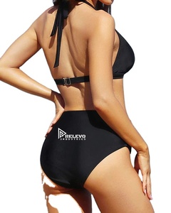 Ensemble de maillot de bain bikini pour femme, deux pièces élastique en tissu doux, col en V, bas taille haute sculptant, pour la plage et la piscine, idéal pour l'été, vente en gros - Product Image 5