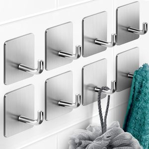 Crochets muraux en acier inoxydable étanches sans perçage, robustes pour salle de bain et cuisine, pour suspendre des serviettes, fixation solide - Product Image 6