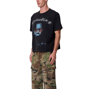 T-shirt homme col rond manches courtes, motif tête de mort devant et spirale au dos, coupe ample, streetwear, vente en gros, personnalisable OEM, en jersey de coton - Product Image 6