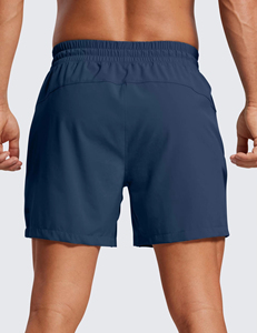 Shorts de course pour hommes bleu marine à séchage rapide avec cordon de serrage à la taille et poches latérales, shorts de sport décontractés pour hommes, shorts de course pour hommes en vente - Product Image 5