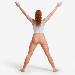Leggings de yoga taille haute à imprimé floral, longueur intégrale, froncés aux fesses, extensibles, pour femme, tenue de sport et d'entraînement - Product Image 2