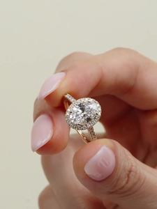 Anillo de Compromiso de Diamantes con Corte Ovalado de Lujo de 2.00 Ct, Oro de 18K/14K/10K, Anillo Nupcial de Alta Calidad, Joyería Fina Personalizada al por Mayor - Product Image 5