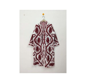 Chaqueta de Algodón Suzani para Mujer, Patrón Floral Bordado Tradicional, Abrigo Largo Uzbeko Vintage, Étnico, Transpirable, para Primavera/Verano - Product Image 1