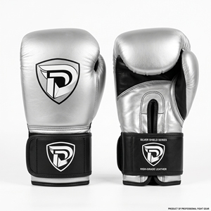Dumela International <b>Silver</b> Shield Series Boxing <b>Gloves</b> High-Grade Leather Professional Fight Gear Customizable Color Logo - Product Image 1