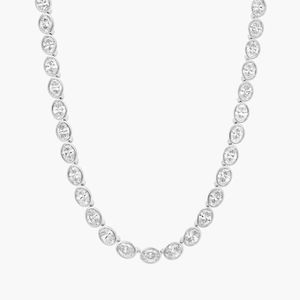 East-West Bezel Tennis <b>Necklace</b> With 10 CTW Oval Cut Lab-Grown Diamonds in Yellow Gold - Product Image 3