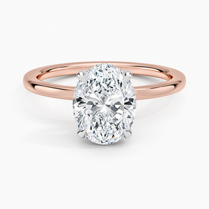 Bague de fiançailles solitaire en moissanite taille ovale, or rose 14 carats, bague de mariée classique - Product Image 4
