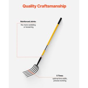 Horquilla de Jardín de 5 Puntas con Mango de Fibra de Vidrio, Horquilla de Jardinería Resistente de 57 cm, Acero Forjado, Diseño de Empuñadura en Y Estilo Nueva Zelanda - Product Image 5