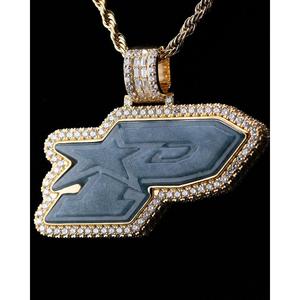 จี้สร้อยคอฮิปฮอปเงินแท้ 925 ชุบทองคำขาว ประดับเพชรแล็บโกรว์ แบรนด์ Trisha Jewels Luxury Custom พร้อมโลโก้สั่งทำพิเศษ รับสลักชื่อได้ รับรองโดย GIA - Product Image 1