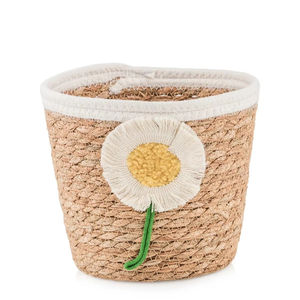 Cesta de jacinto de agua con adornos florales, cesta de almacenamiento hecha a mano, venta al por mayor, ecológica, hecha en Vietnam - Product Image 1