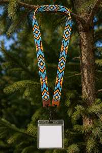 Colorful Handmade Beaded Lanyard ID Badge Holder Necklace Tribal Inspired Seed Bead <b>Strap</b> - Product Image 1