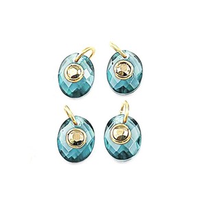 Colgante Ovalado de Doble Gema de Topacio Azul y Cuarzo Chapado en Oro - Dijes Hechos a Mano DIY al por Mayor - Product Image 1