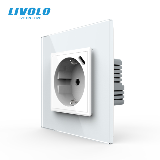 LIVOLO UK Standard 86*86mm 16A EU Socket with Type C USB-C 18W Wall Power Socket