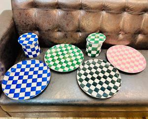 Juego de Recipientes de Almacenamiento de Cerámica con Diseño a Cuadros Metálicos Hechos a Mano, Resistentes a la Decoloración y Duraderos, con Tapa |   Recipientes Decorativos para Cocina |   Moderno - Product Image 6