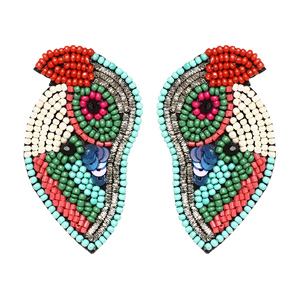 Pendientes de copa de vino con cuentas de rosa y naranja hechos a mano, con base de fieltro, estilo floral, joyería de moda para bodas - Product Image 6