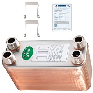Scambiatore di calore a piastre brasate da 40 piastre 3''x7.5'' 316L 3/4'' MPT Nuovo Condizione B3 12A Refrigeratore di birra e mosto Hydro - Product Image 1