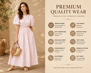 Robe longue décontractée d'été pour femme, moderne, respirante, en coton et lin rose, à manches bouffantes, à volants, style bohème, pour les vacances - Product Image 5