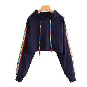 Wholesale Custom Logo Winter Cropped <b>Fleece</b> <b>Hoodies</b> Women Cotton Polyester Casual Streetwear Plus Size OEM Design - Product Image 1