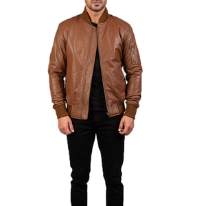 Chaqueta de Cuero para Hombre Personalizada al por Mayor, Chaqueta de Motero de Piel de Oveja Genuina, Corte Ajustado, Estilo Clásico Vintage, Ropa Deportiva - Product Image 1