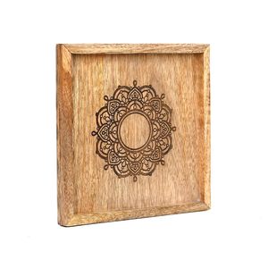 Bandeja Cuadrada de Madera para Servir Café con Diseño Escrito, Utensilios de Cocina Ecológicos, Decoración Premium Natural, Multiusos - Product Image 4