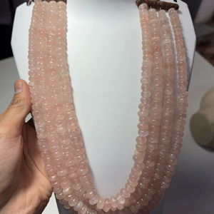 Strand Natural Rose Quartz Smooth Roundel Polished Beads - Product Image 1