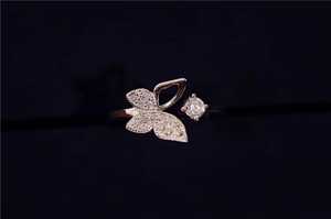 Butterfly Shapes Round Cut Diamond Promise Open Band <b>Ring</b> Lab Grown 10K Solid Gold Party Occasion Gift For Lovers - Product Image 2
