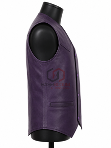 Chaleco PERRY BURRY Modelo 2025 de Alta Gama para Hombre, Cuello en V, Cierre de un Botón, Mezclilla Negra, Cuero Vacuno Ecológico, Estilo Inglés - Product Image 4