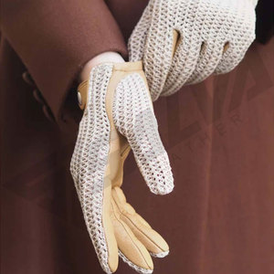 Leather <b>Gloves</b> Wrist Length Breathable Knitted Design Plain Style Casual Wear Spring Summer Unlined - Product Image 4