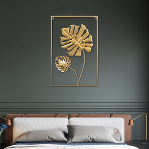 Modern Nordic Metal Monstera Leaf Wall Decor <b>Framed</b> Botanical Wall Hanging Art for Luxury Home Office and Hotel Interiors - Product Image 1