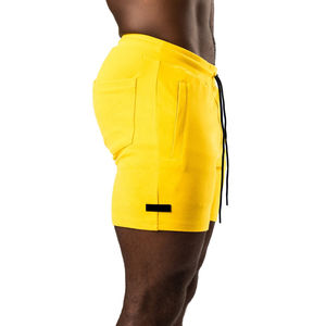 Pantalones Cortos Deportivos HSI de Marca Personalizada, Ajustados, de Alta Calidad, Negros, de Poliéster, con Cordón Amarillo, Casuales, Tallas Grandes, Verano 2025, Más Vendidos - Product Image 2