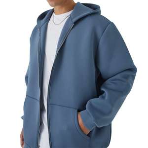 Sweat à capuche zippé pour homme, surdimensionné, de haute qualité, style vintage, effet délavé soleil et usé, délavé à l'acide - Product Image 1