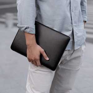 Premium Quality BLACK Custom Business <b>Laptop</b> Cover High Stylish Soft Genuine Leather Bag <b>Sleeve</b> Durable Wholesale Large Capacity - Product Image 4